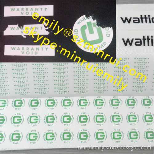 Minrui 25x5mm Warranty Void Stickers,security Tamper Proof Calibration Labels,warranty Void Destructible Adhesive Labels 
